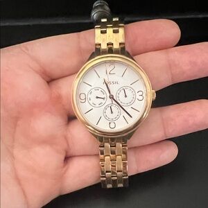 Fossil Rose Gold Tone Women's Bracelet Watch with White Dial